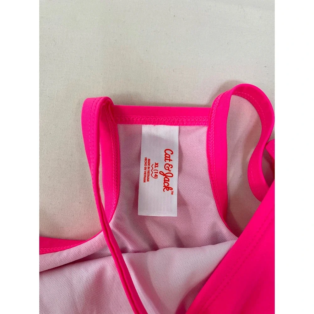 Cat & Jack Girls Cutout One-Piece Swimsuit Pink Purple XL 14 NWT